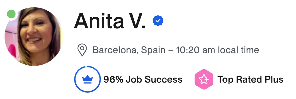 Anita V. on Upwork: 96% Job Success, Top Rated Plus